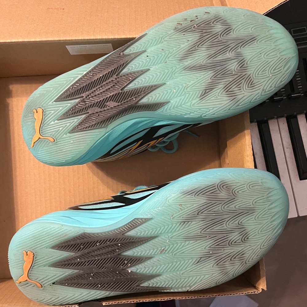 Men's Puma MB.02 Honeycomb Melo Basketball Shoes 10 Elektro Aqua 377590 01 - Picture 10 of 14